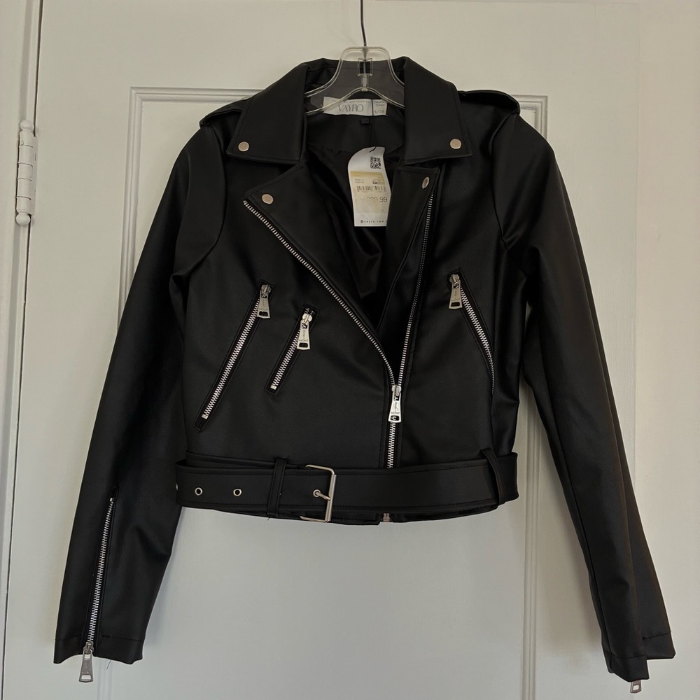 Black Faux Leather Jacket NWT